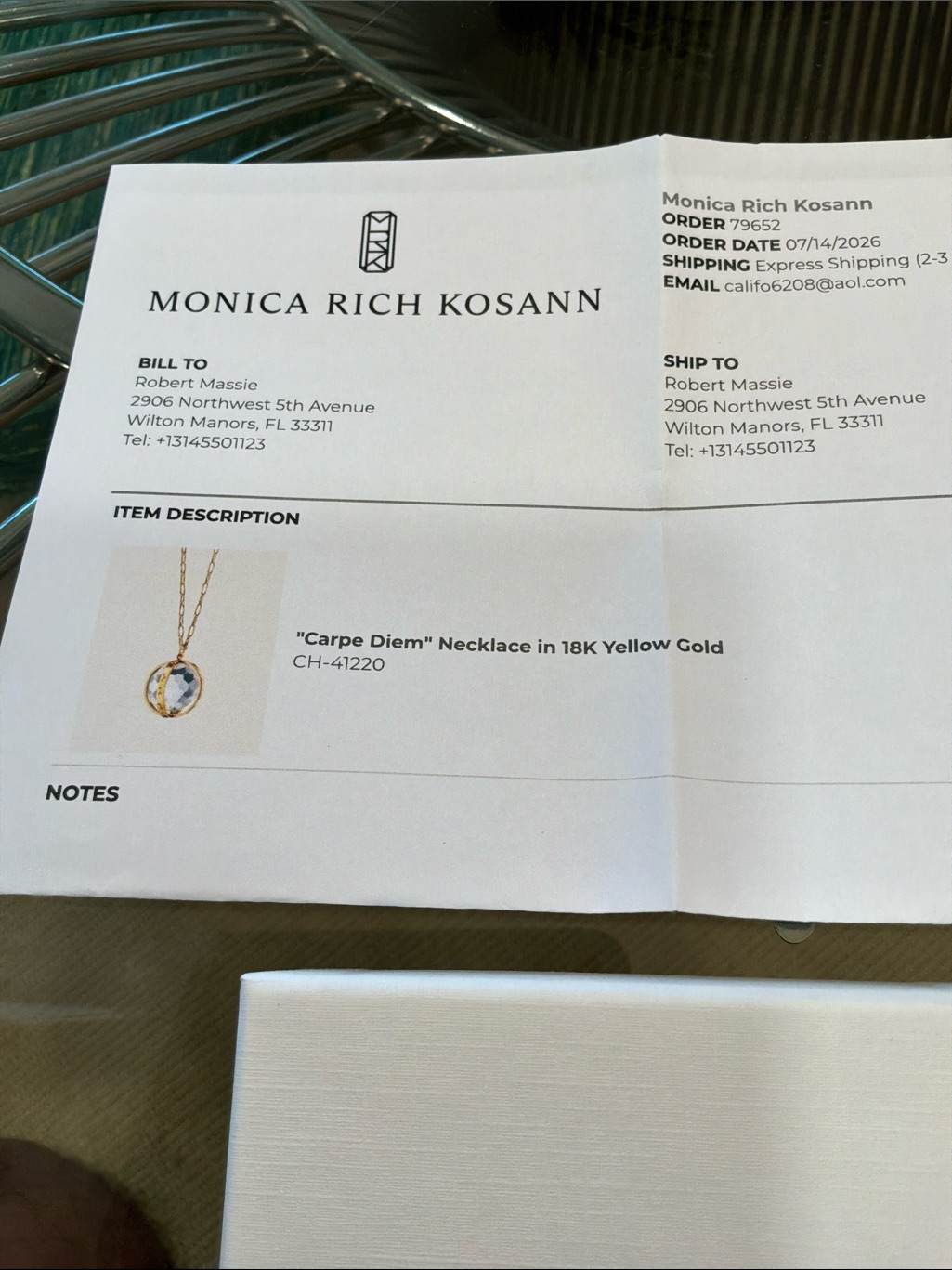 Nwt Monica Rich Kosann Classic Gold Carpe Diem Necklace With Faceted Crystal — image 5 of 8